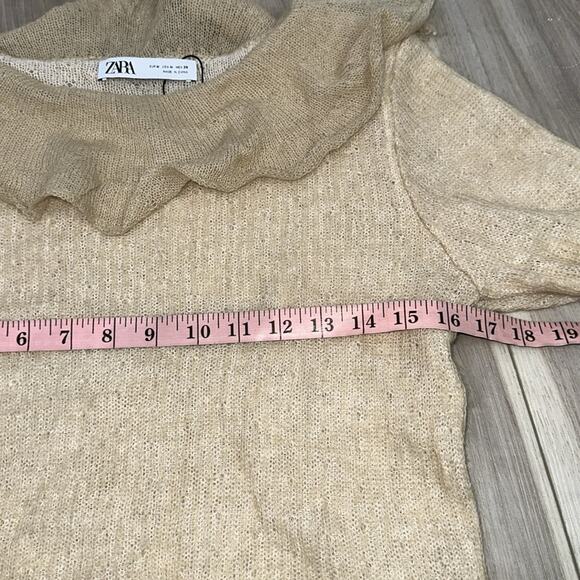 Zara alpaca wool blend ruffle sleeve lightweight knit sweater size medium - Picture 8 of 8